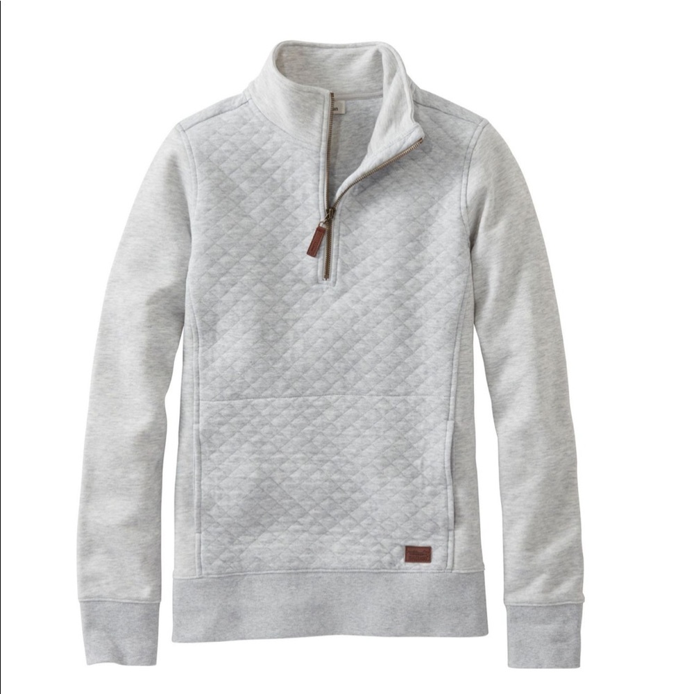 LLBean Quilted quarter-zip grey